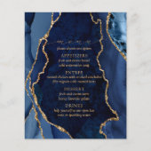 Marbre Marine & Gold Agate Menu Mariage (Devant)