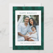 Marbre moderne Carte photo de vacances vert foncé (Devant)