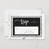Marbre moderne et mariage noir RSVP (Devant)