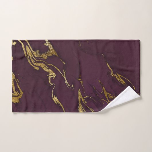 Marbre moderne moderne profond violet et doré (Serviette à main)