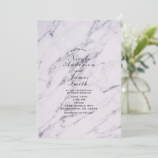 Marbre moderne tendance Elégant Mariage Invitation (Debout devant)