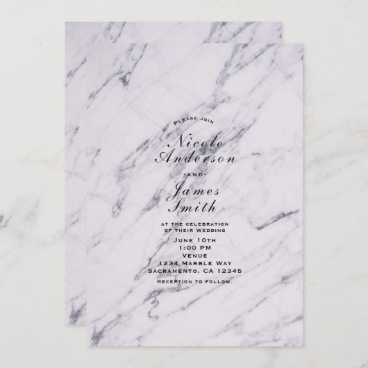 Marbre moderne tendance Elégant Mariage Invitation (Devant / Derrière)