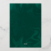 Marbre moderne vert & or Carte photo de vacances (Verso)