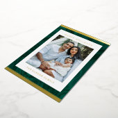 Marbre moderne vert & or Carte photo de vacances (Rotation)