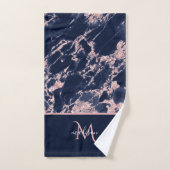 Marbre Monogramme Luxe Élégant Or Rose et Navy (Serviette à main)