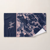 Marbre Monogramme Luxe Élégant Or Rose et Navy (Serviette à main)