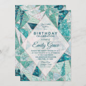 Marbre mosaïque turquoise Invitation de fête d'ann (Devant / Derrière)