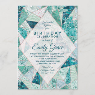 Marbre mosaïque turquoise Invitation de fête d'ann