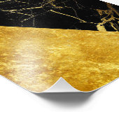 Marbre noir avec feuille d'or Carré photo Imprimer (Coin)