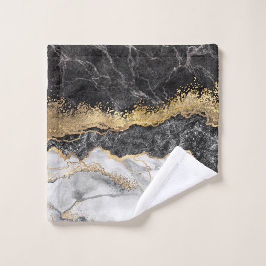 Marbre noir avec or assez (Gant de toilette)