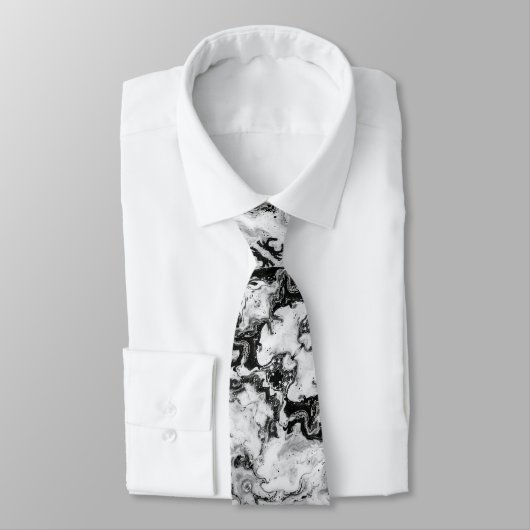 Marbré noir blanc Cravate Abstraite moderne (Attaché)