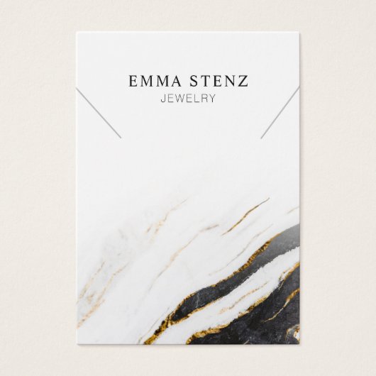 Marbre noir blanc or ・ Collier Pendentif (Devant)