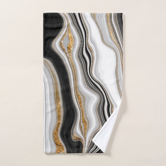 Marbre noir blanc or élégant (Serviette à main)