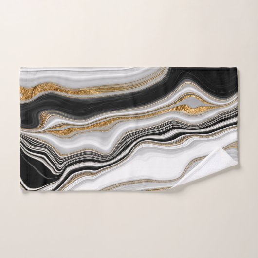 Marbre noir blanc or élégant (Serviette à main)