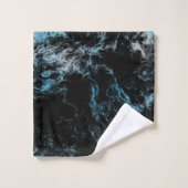 marbre noir et bleu abstrait (Gant de toilette)