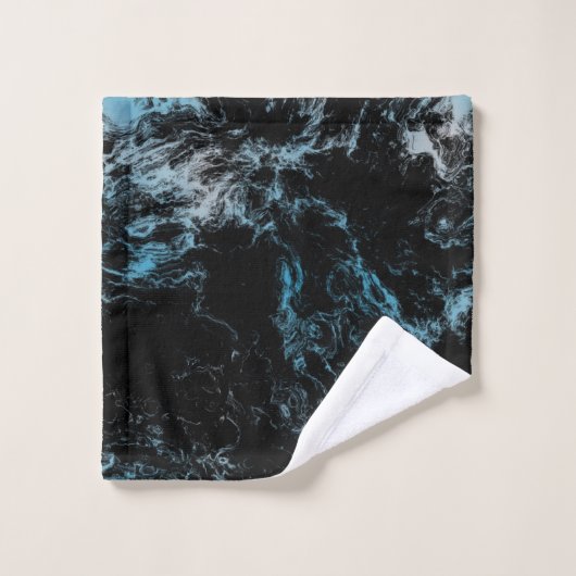 marbre noir et bleu abstrait (Gant de toilette)