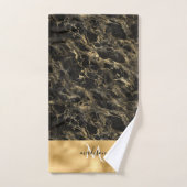 Marbre noir et or Monogramme Douche Rideau Bain (Serviette à main)