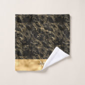 Marbre noir et or Monogramme Douche Rideau Bain (Gant de toilette)