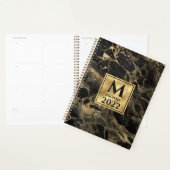 Marbre noir et or Monogramme Élégance Luxe (Devant avec enveloppe)