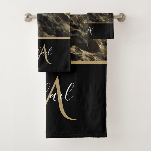 Marbre noir et or Monogramme Élégant Luxe (En situation)