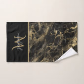 Marbre noir et or Monogramme Élégant Luxe (Serviette à main)