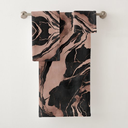 Marbre noir et or rose chic tendance (En situation)