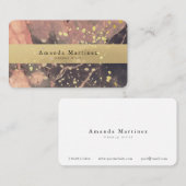 Marbre noir et rose avec Carte de visite or (Devant / Derrière)