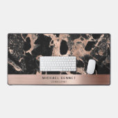 Marbre noir Faux Rose Gold Metallic Business (Clavier et souris)