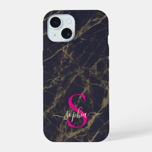 marbre noir monogramme paillettes dorées