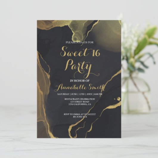 marbre noir & or doux 16 invitation (Debout devant)