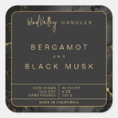 Marbre noir or élégant étiquette moderne chandelle (Devant)