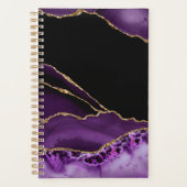 Marbre Noir Violet Agate Glamour Sombre Doré (Devant)