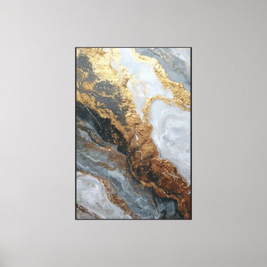 Marbre Or & Gris – Art mural abstrait (Recto)