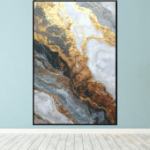 Marbre Or & Gris – Art mural abstrait (Insitu (Plancher de Bois))