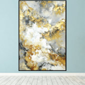 Marbre Or & Gris – Art mural abstrait (Insitu (Plancher de Bois))