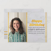 Marbre & Or Photo Invitation Anniversaire (Devant / Derrière)