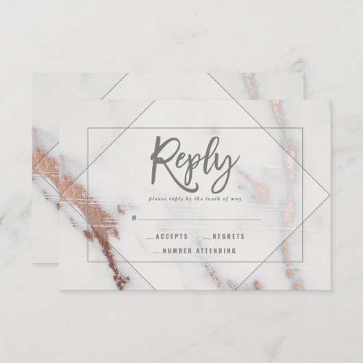 Marbre, or rose, réponse mariage géométrique r.s.v (Devant / Derrière)