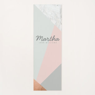 marbre, or rose, tapis de yoga gris et rose vif