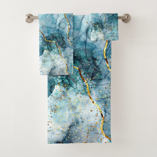 Marbre pailleté bleu et or (En situation)