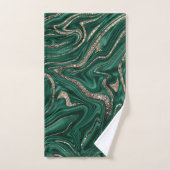 Marbre Parties scintillant en or noir vert Emerald (Serviette à main)