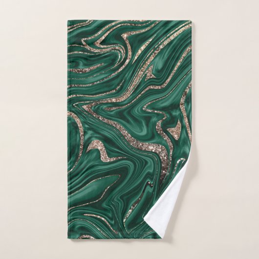 Marbre Parties scintillant en or noir vert Emerald (Serviette à main)
