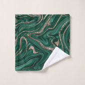 Marbre Parties scintillant en or noir vert Emerald (Gant de toilette)