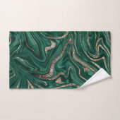 Marbre Parties scintillant en or noir vert Emerald (Serviette à main)