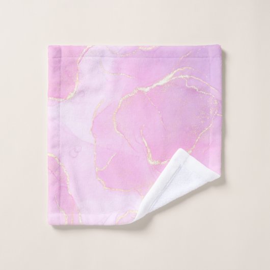 Marbré Pastel rose Or Monogramme (Gant de toilette)
