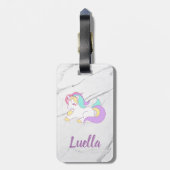 Marbre personnalisé Unicorn étiquette bagage (Dos Vertical)