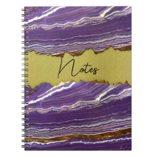 Marbre pourpre et Carnet spiral or Faux