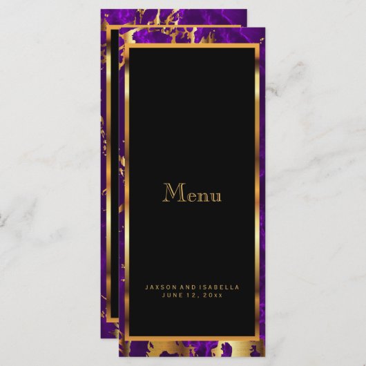Marbre pourpre et or - Menu (Devant / Derrière)