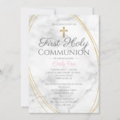 Marbre Premier Invitations De Communion Pour Fille (Devant)