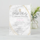 Marbre Premier Invitations De Communion Pour Fille (Debout devant)