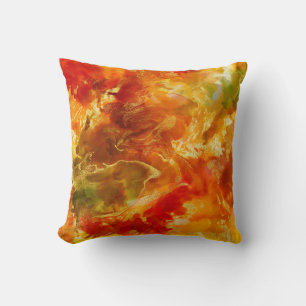 Marbre re, orange, or, vert marbre imprimé coussin